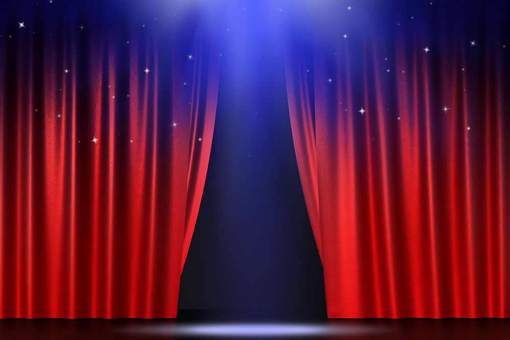 Red opening curtain product background psd