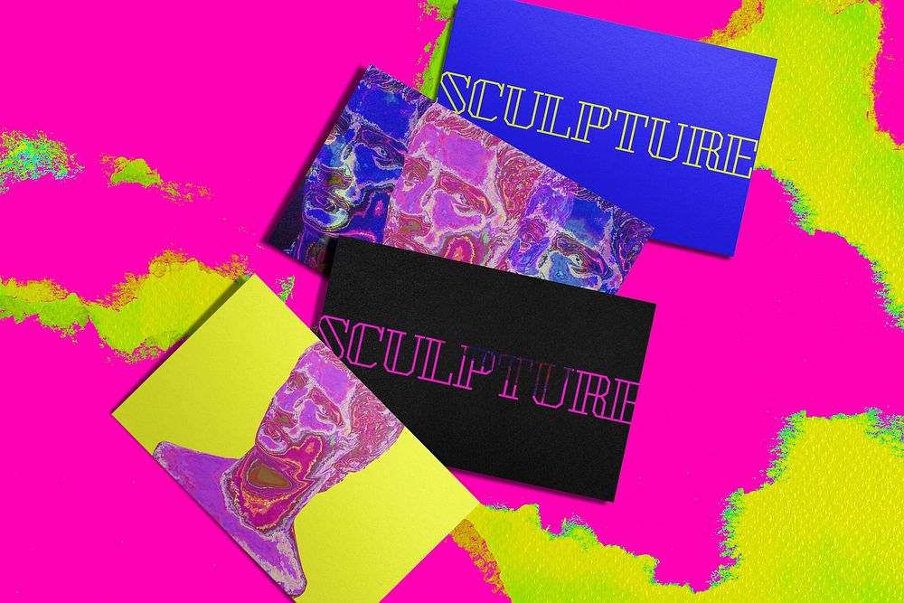 Business card mockups, colorful design psd