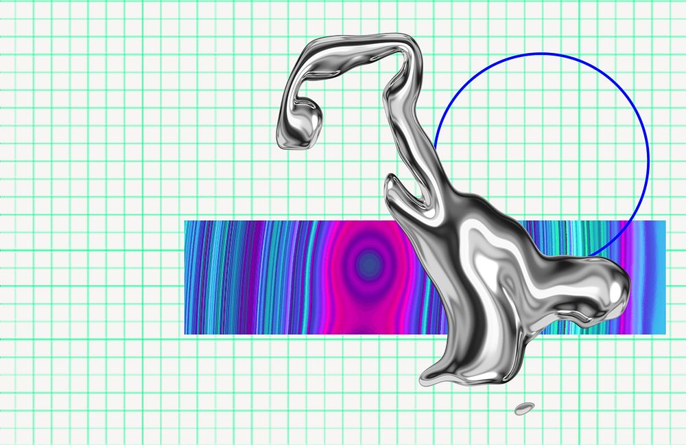 3D liquid metal shape, abstract graphic