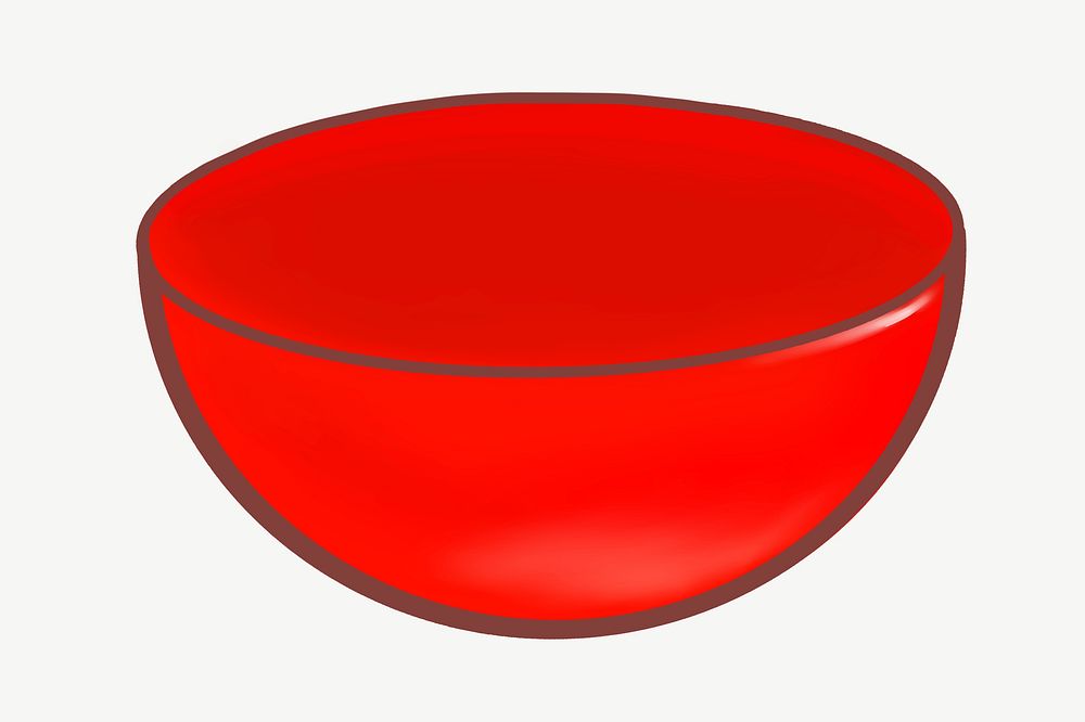Red bowl shape collage element psd