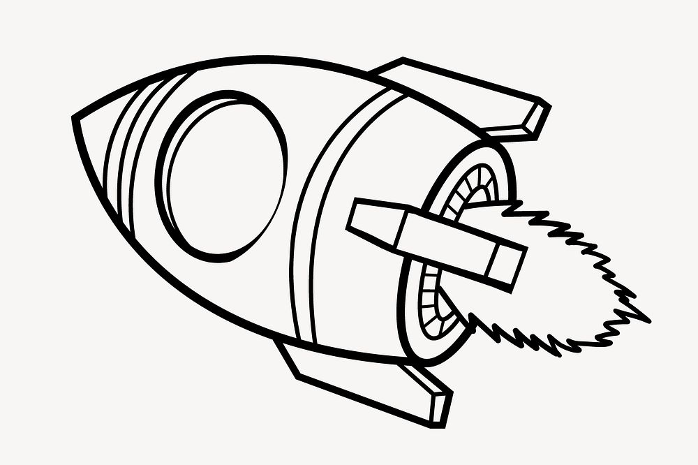 Launching rocket, funky illustration