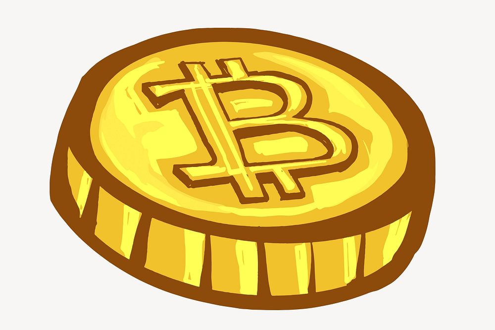 Gold bitcoin cartoon illustration