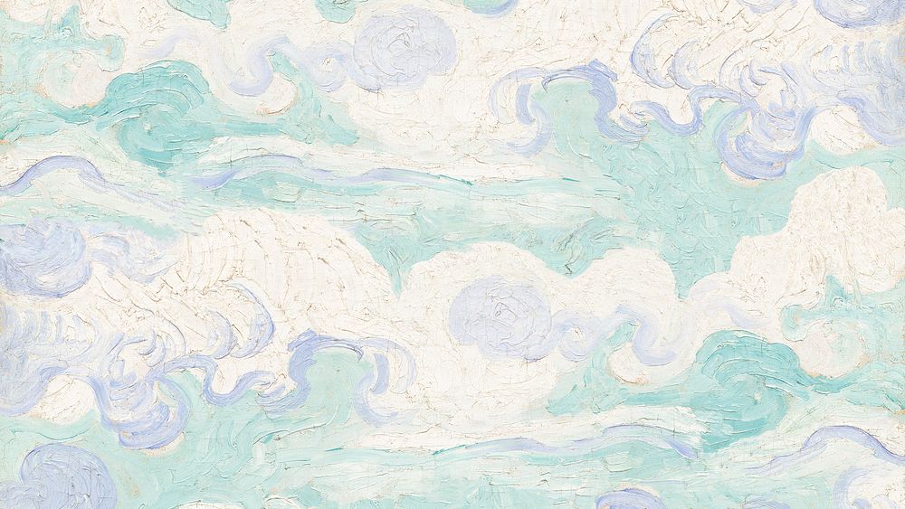 Van Gogh's sky desktop wallpaper, Wheat Field with Cypresses cloud, remixed by rawpixel
