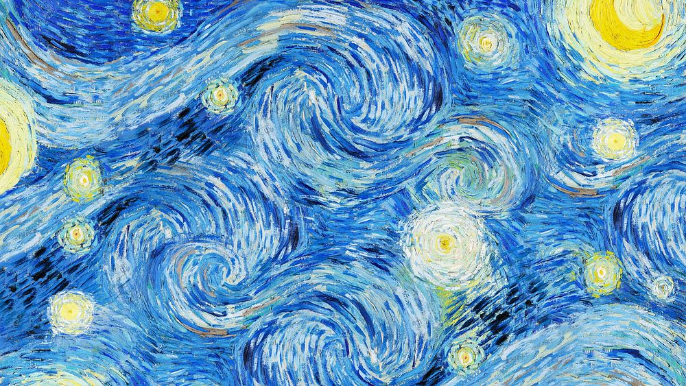 Starry Night desktop wallpaper, Van Gogh's famous artwork, remixed by rawpixel