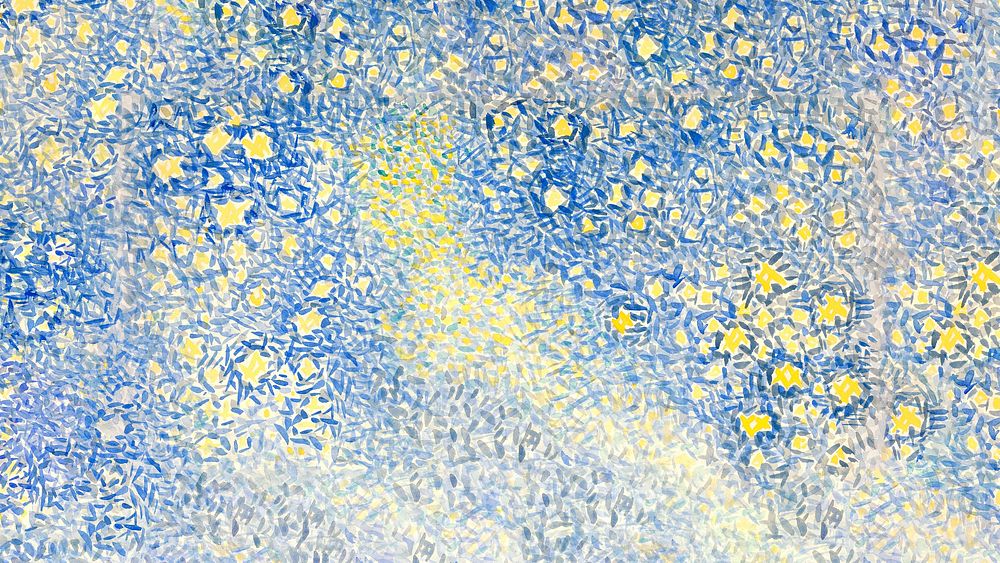 Landscape with Stars desktop wallpaper, Henri-Edmond Cross's famous painting, remixed by rawpixel