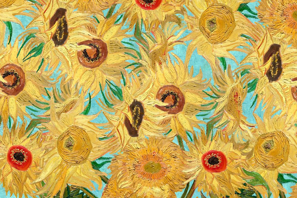 Van Gogh's Sunflowers background, famous painting, remixed by rawpixel