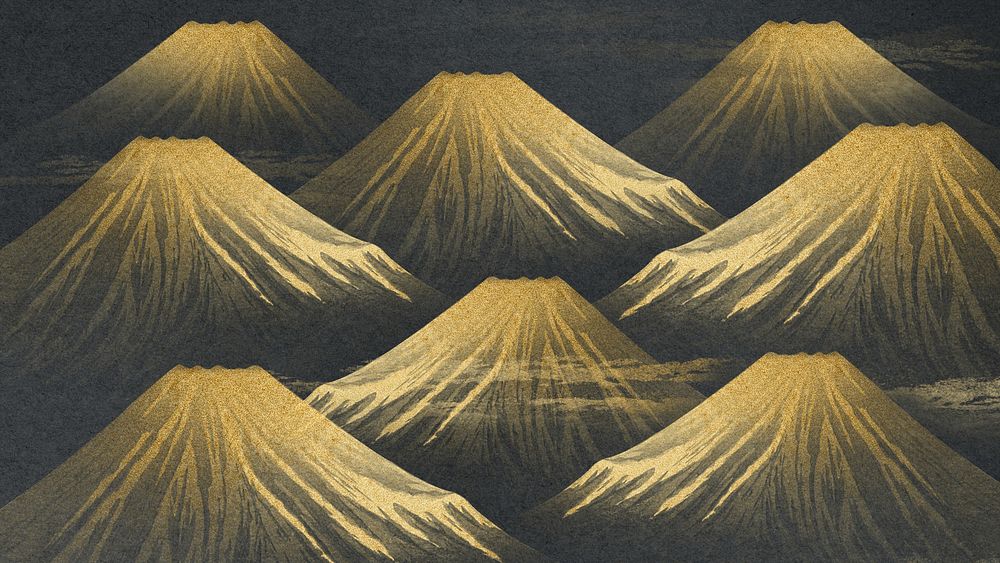 Hiroaki's Mount Fuji HD wallpaper, Japanese pattern background, remixed by rawpixel