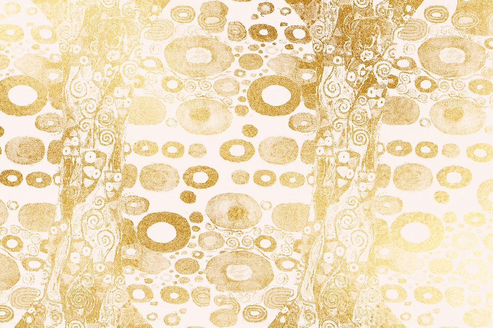 Aesthetic gold patterned background, Gustav Klimt's Hope II design, remixed by rawpixel