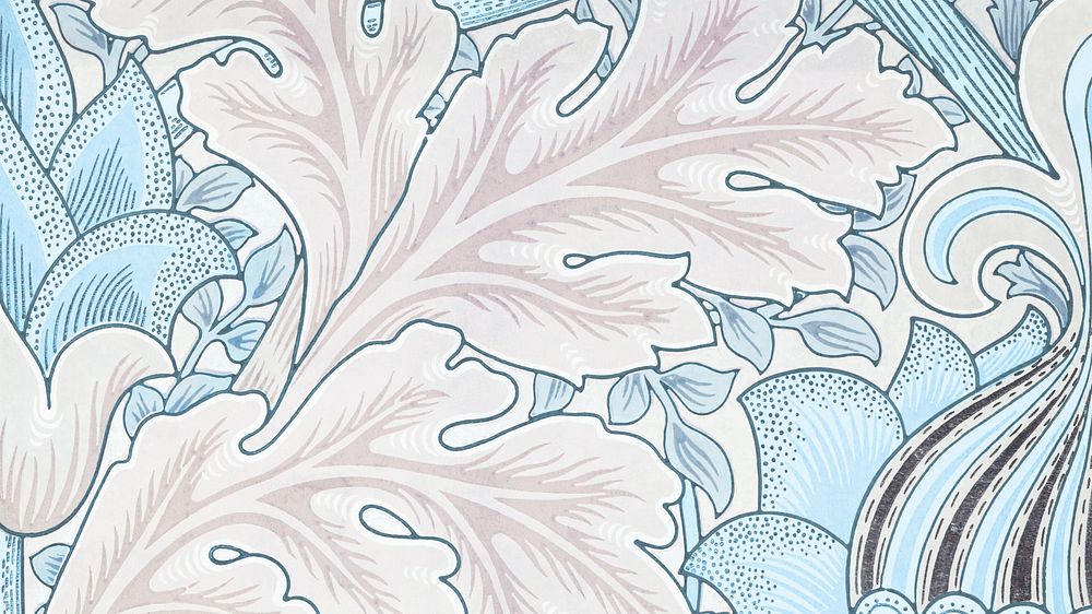 William Morris' St.James computer wallpaper, vintage botanical pattern background, remixed by rawpixel