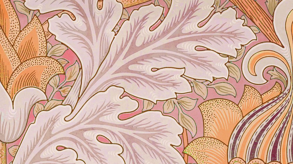 William Morris' St.James computer wallpaper, vintage botanical pattern background, remixed by rawpixel