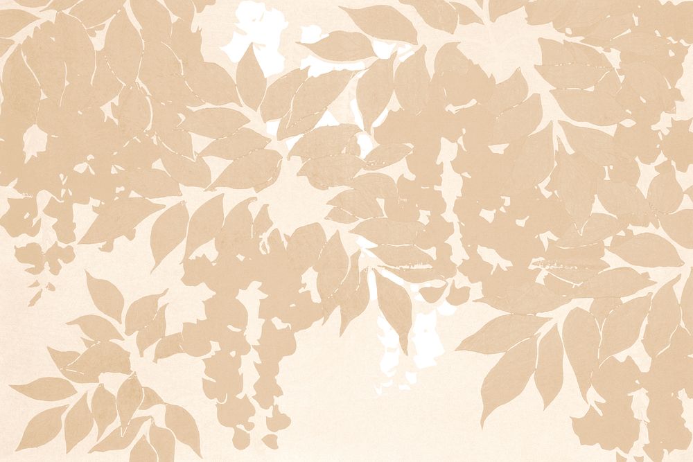 Aesthetic beige leaf pattern background, remixed by rawpixel