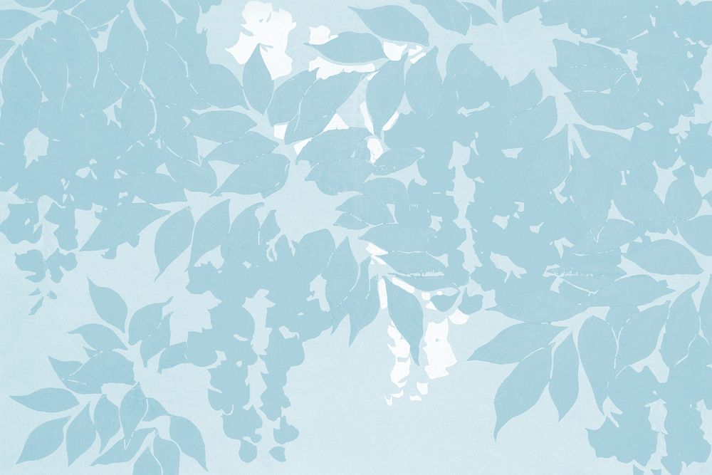 Aesthetic blue leaf pattern background, remixed by rawpixel