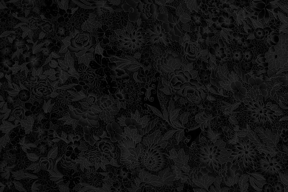 Black flower patterned background, Owen Jones's famous artwork, remixed by rawpixel