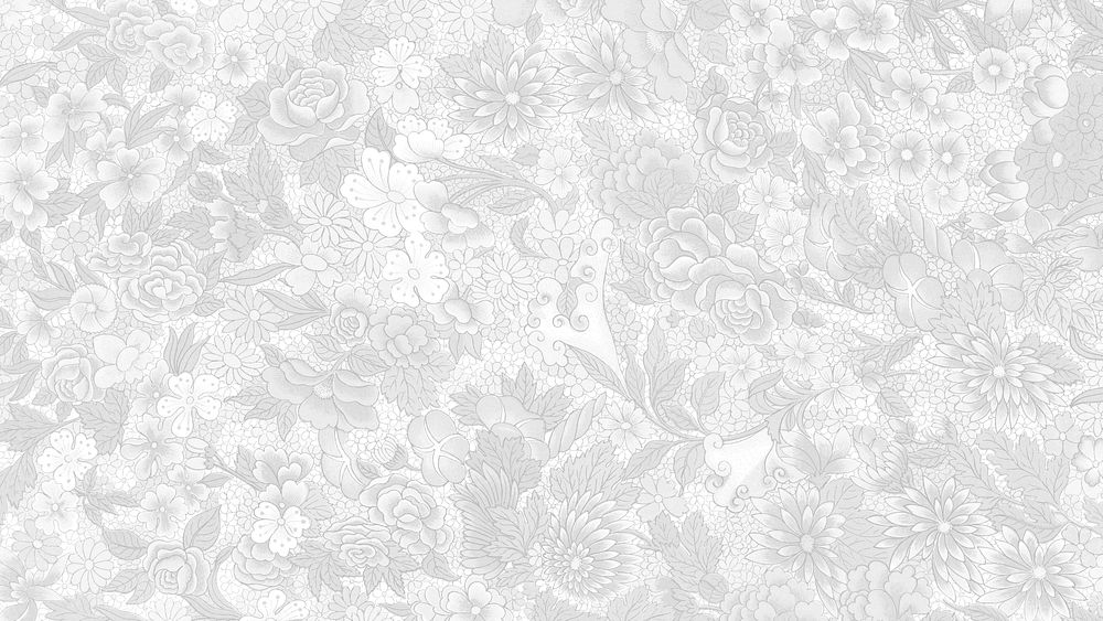 Gray flower patterned desktop wallpaper, Owen Jones's famous artwork, remixed by rawpixel