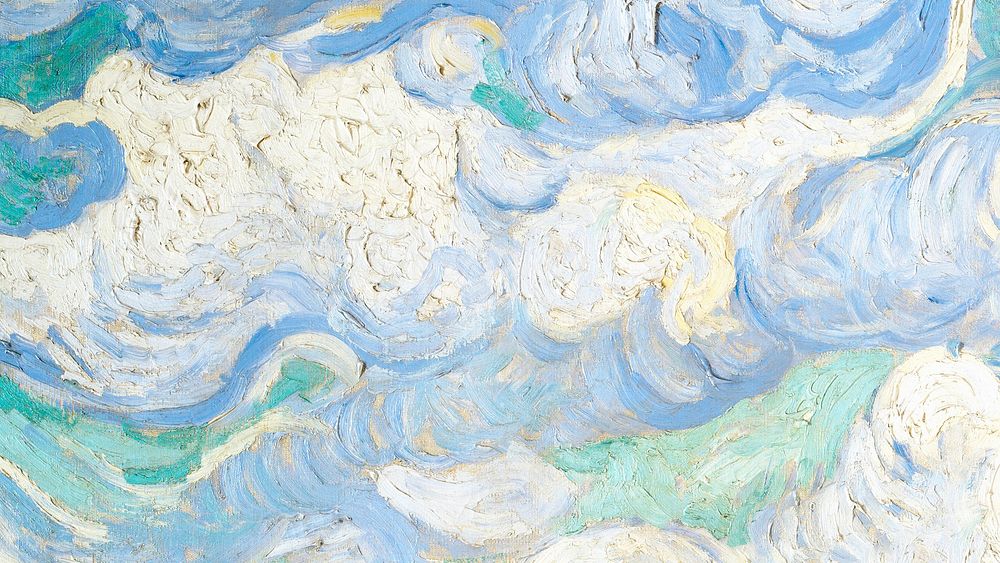 Van Gogh's sky desktop wallpaper, Wheat Field with Cypresses cloud, remixed by rawpixel