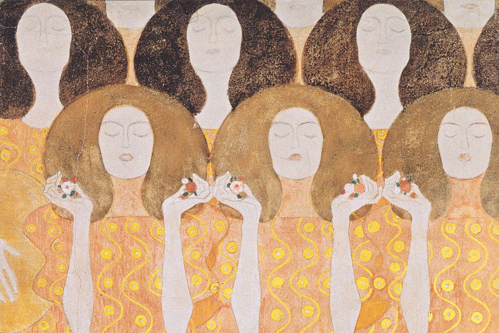 Gustav Klimt's Beethoven Frieze background, remixed by rawpixel