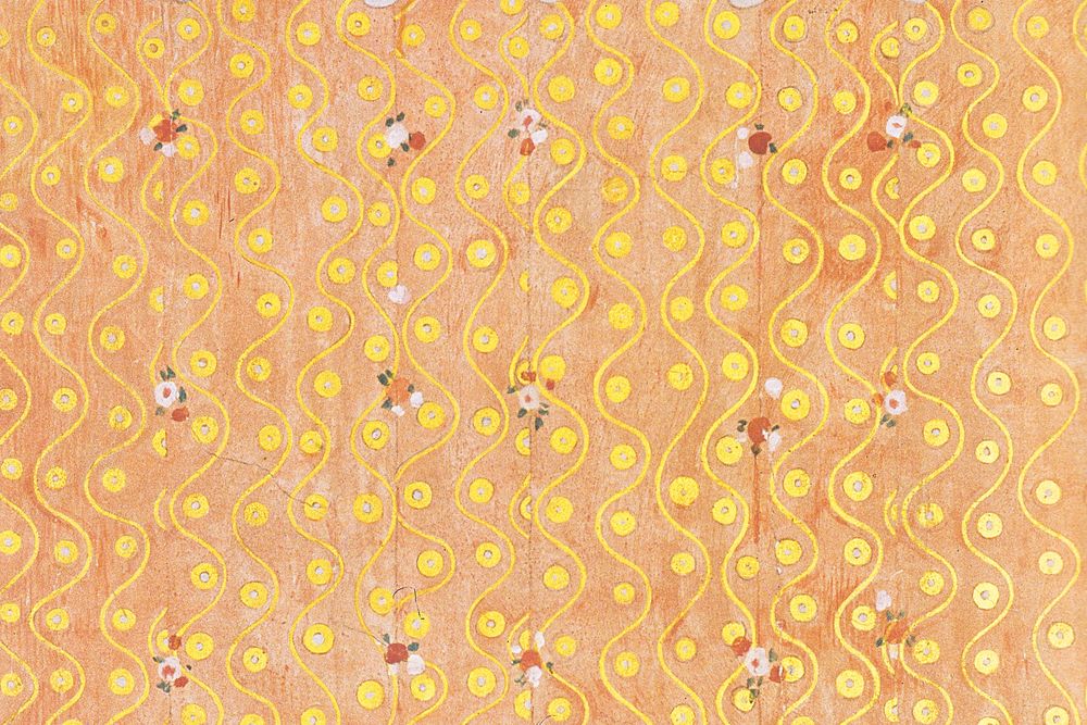 Aesthetic yellow patterned background, Gustav Klimt's Beethoven Frieze design, remixed by rawpixel