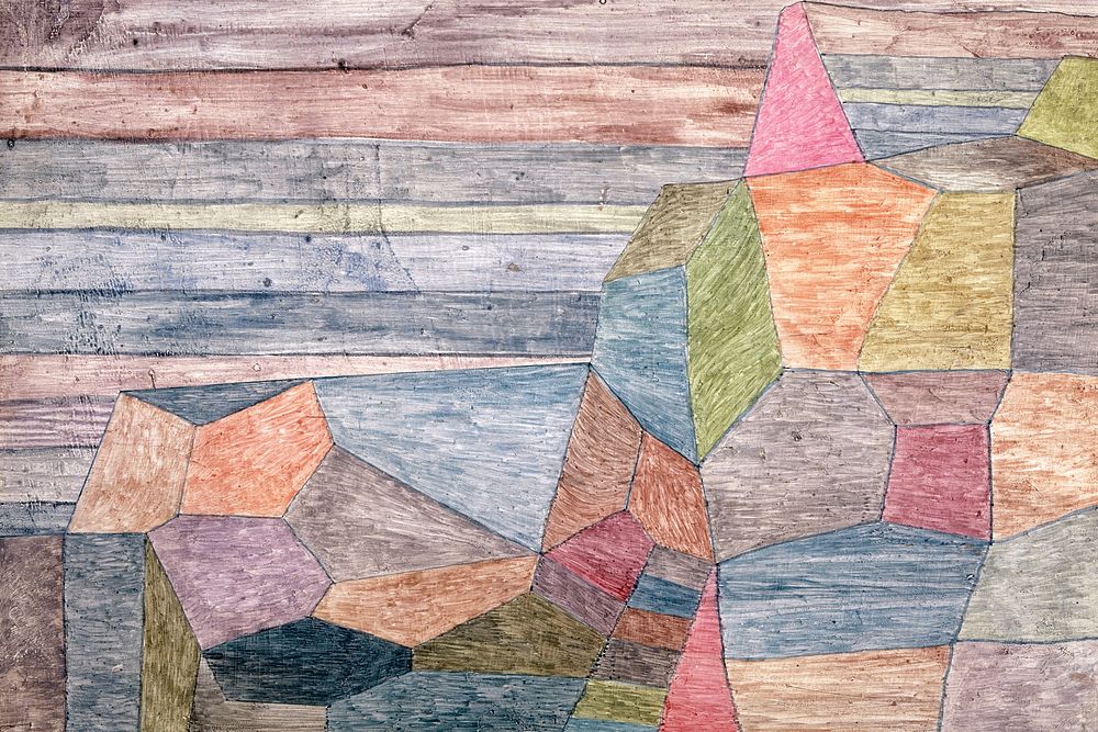 Paul Klee's Promontorio background, colorful vintage illustration, remixed by rawpixel