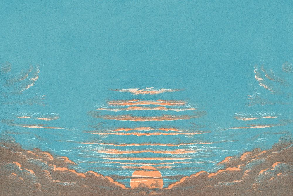 Cloudy sky background, Imprimeur E. Pichot's artwork, remixed by rawpixel
