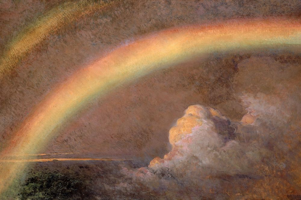Henry Mosler's famous painting background, The Spirit of the Rainbow, remixed by rawpixel