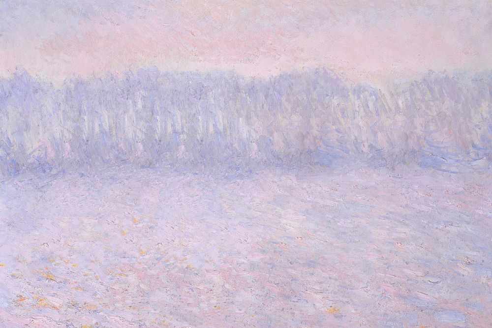 Purple pastel field background. Claude Monet artwork, remixed by rawpixel.