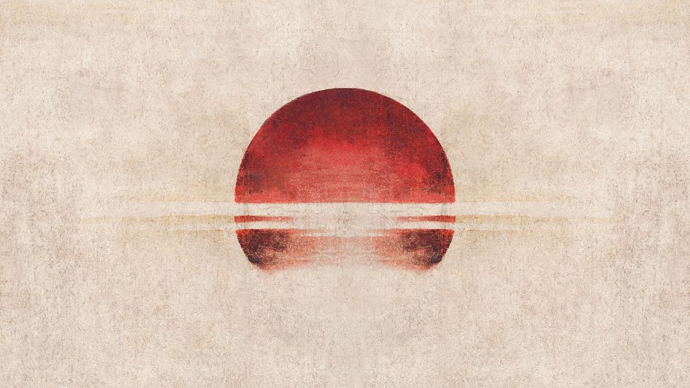 Hokusai's Japanese sunset HD wallpaper, beige nature background, remixed by rawpixel