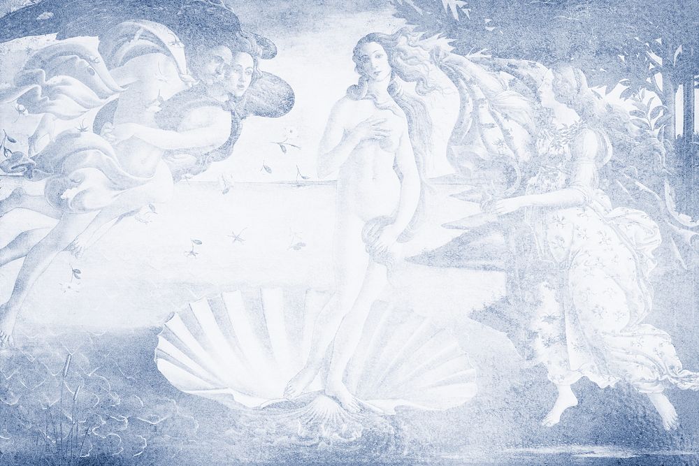 The Birth of Venus background, vintage famous artwork by Sandro Botticelli, remixed by rawpixel