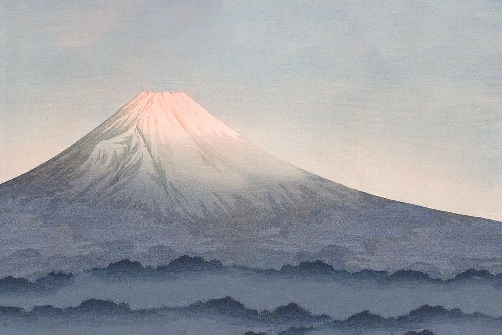 Mount Fuji watercolor background, from Mizukubo by Hiroaki Takahashi. Remastered by rawpixel.