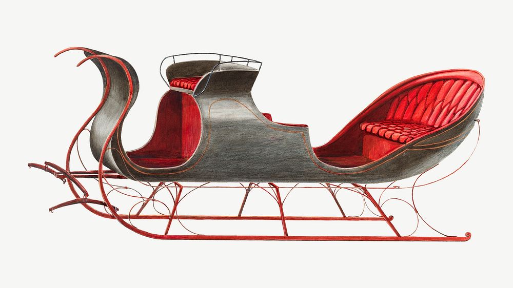 Sleigh object cutout psd, collage element