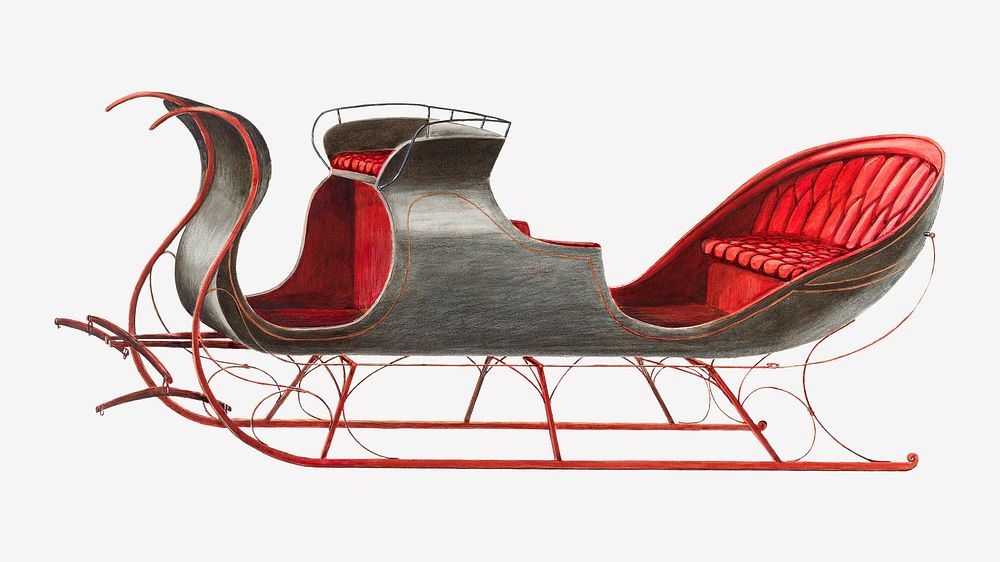 Sleigh isolated vintage object on white background