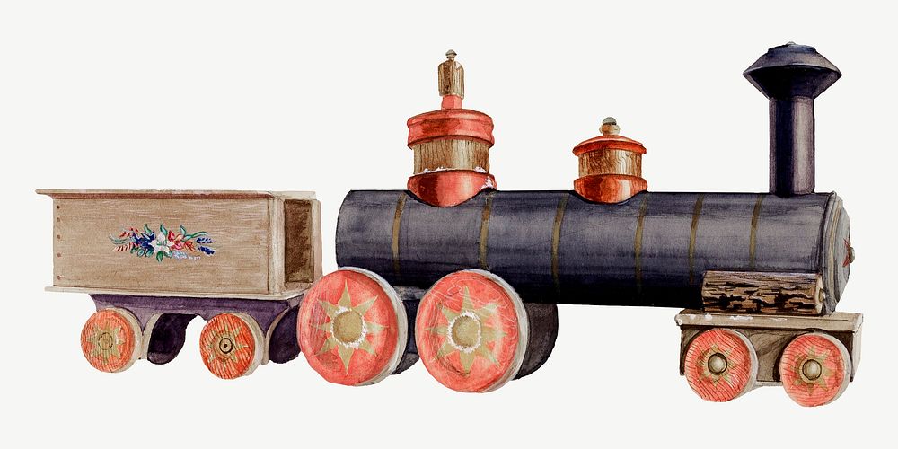 Toy train object cutout psd, collage element