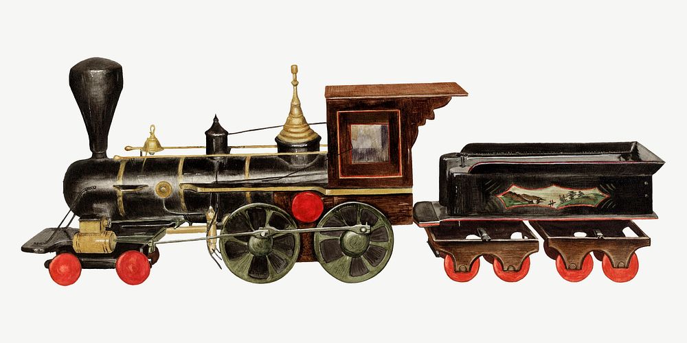 Toy train object cutout psd, collage element