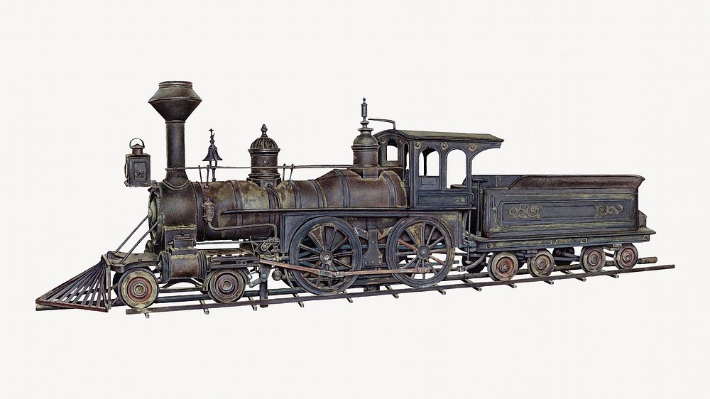 Train  isolated vintage object on white background