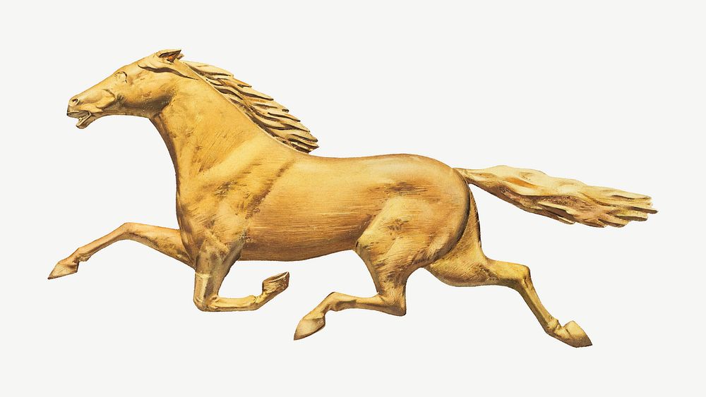 Golden horse, vintage animal collage element byJoseph Goldberg psd, remixed by rawpixel