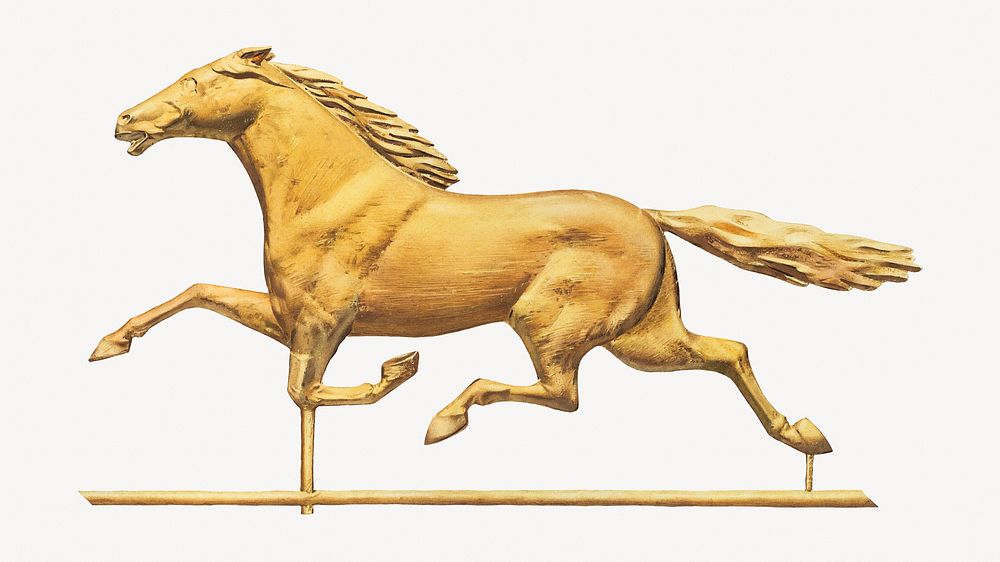Golden horse, vintage animal illustration byJoseph Goldberg, remixed by rawpixel