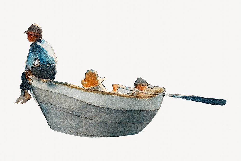 Boys in a Dory, Winslow Homer's vintage illustration, remixed by rawpixel