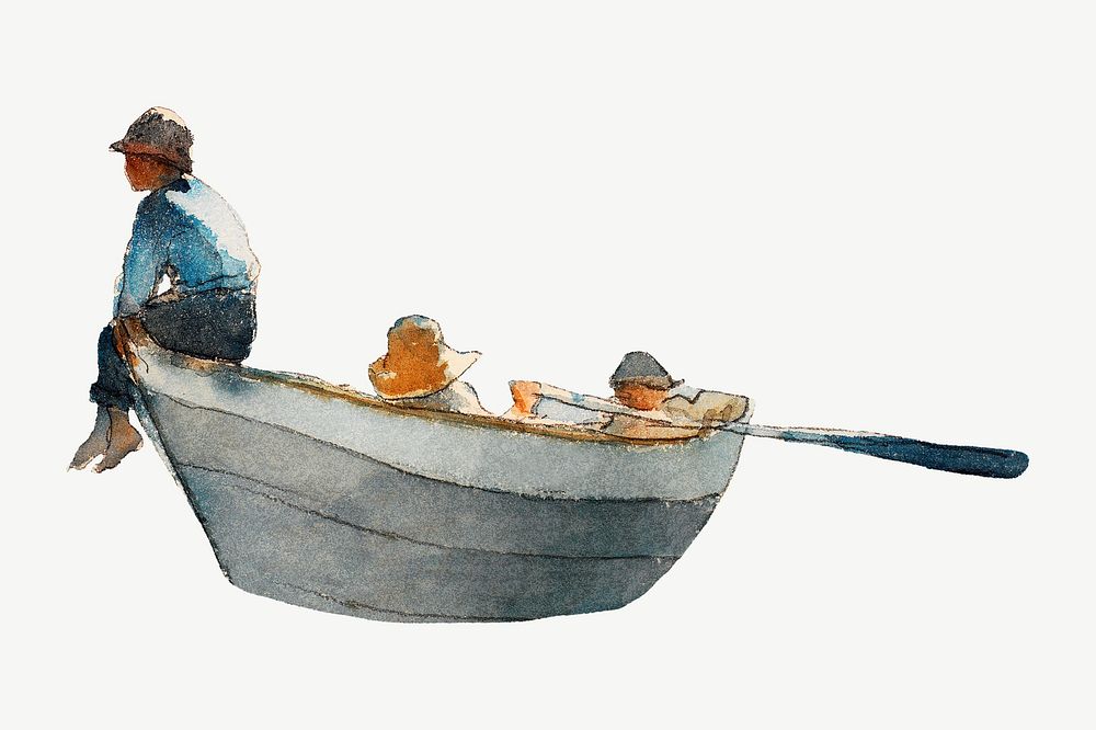 Boys in a Dory, Winslow Homer's vintage illustration psd, remixed by rawpixel