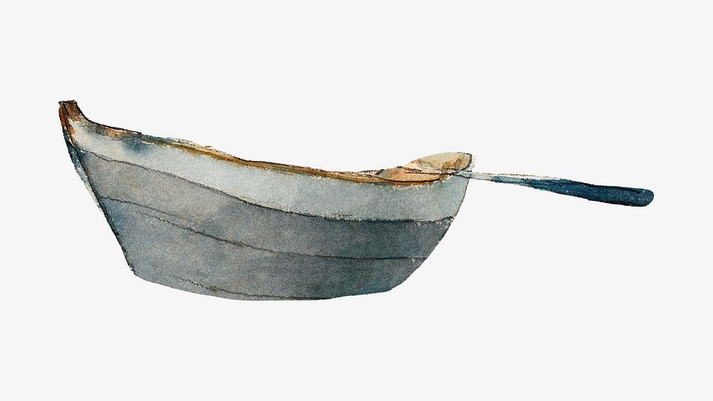 Winslow Homer's wooden boat, vintage illustration, remixed by rawpixel