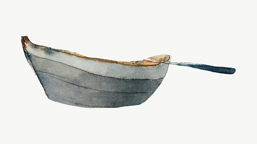 Winslow Homer's wooden boat, vintage illustration psd, remixed by rawpixel