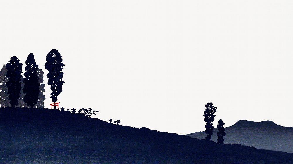 Hiroaki's landscape computer wallpaper, vintage Japanese border, remixed by rawpixel