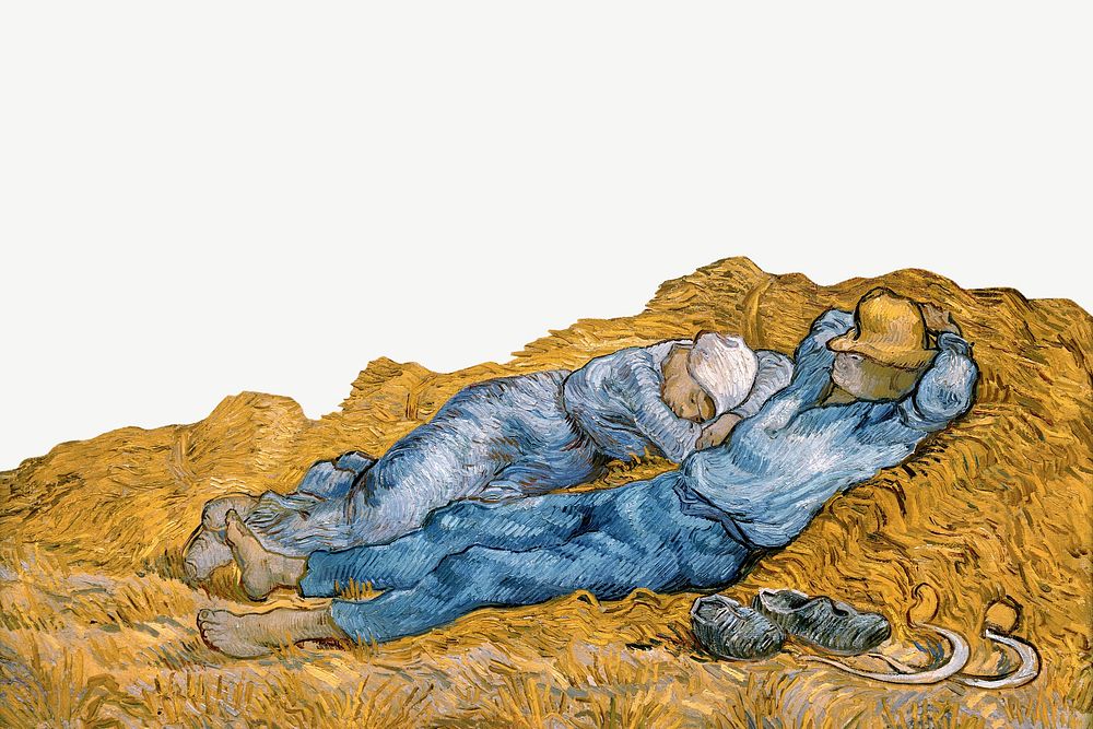 Van Gogh's The Siesta border, famous painting psd, remixed by rawpixel