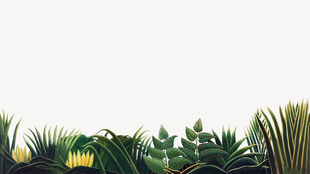Henri Rousseau's botanical desktop wallpaper, vintage border background, remixed by rawpixel