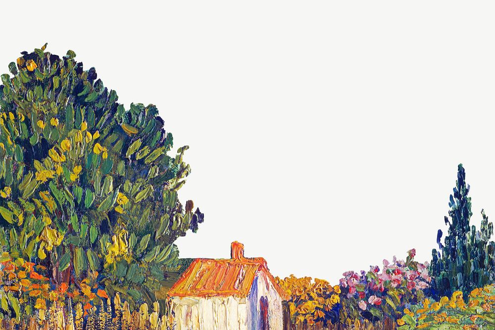  Vincent van Gogh's Landscape border psd, remixed by rawpixel