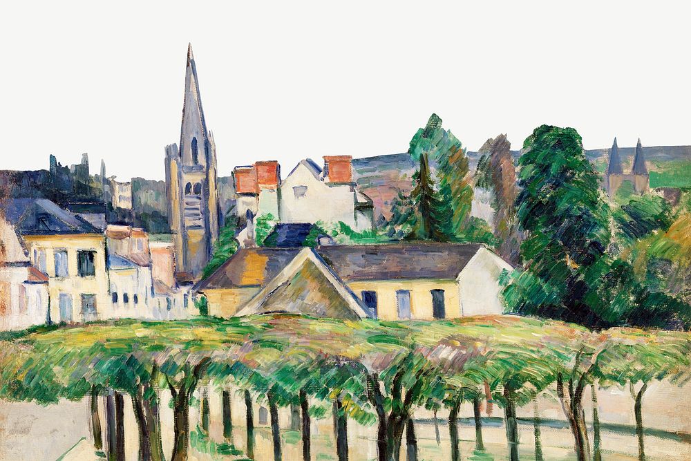 Village Square border background psd. Paul Cezanne artwork remixed by rawpixel.