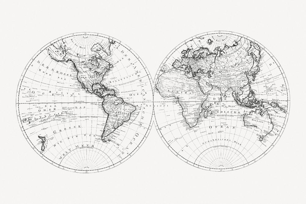 Vintage world map collage element psd, artwork by Bowles Carington, remixed by rawpixel