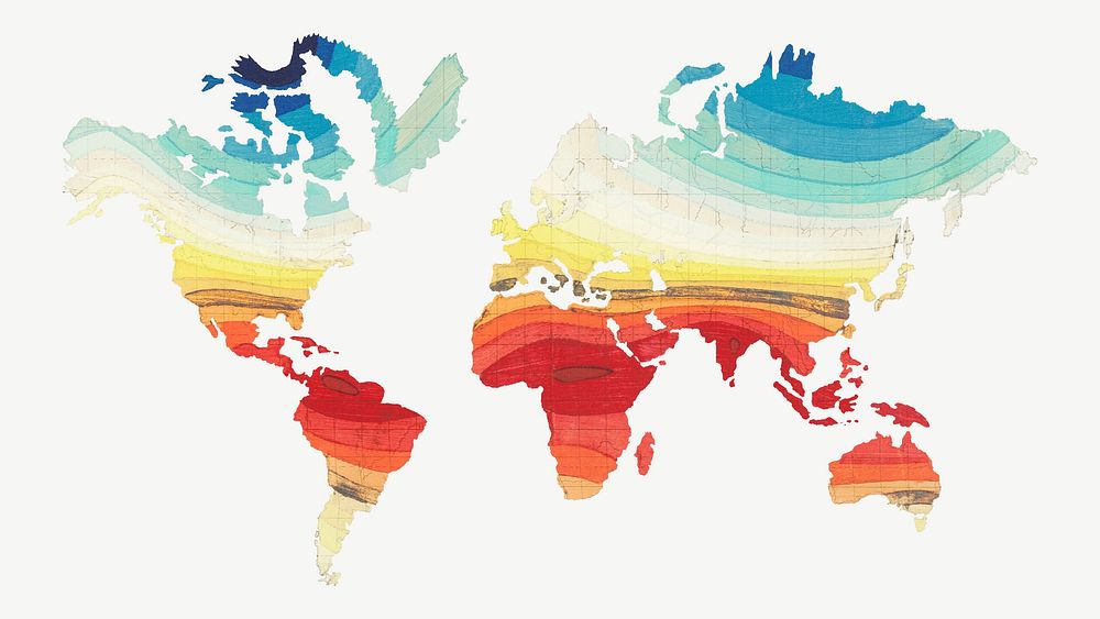 Colorful world map collage element psd, vintage artwork by Wilhelm Ebel, remixed by rawpixel