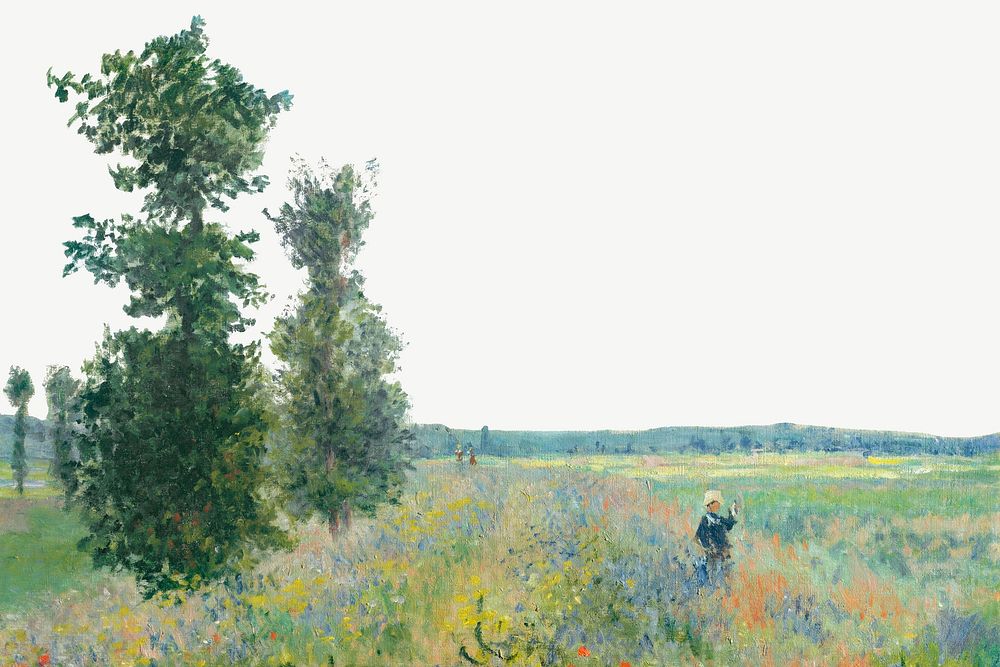 Monet's Poppy Fields border background psd. Famous art remixed by rawpixel.