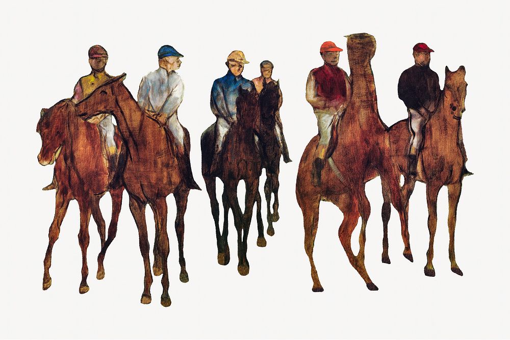 Edgar Degas' The Riders, vintage horse illustration, remixed by rawpixel