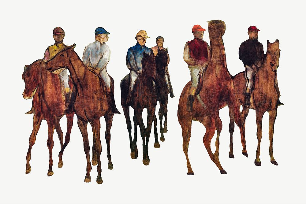 Edgar Degas' The Riders, vintage horse illustration psd, remixed by rawpixel