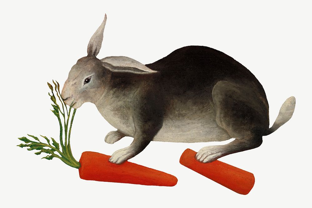 The Rabbit's Meal, Henri Rousseau's animal collage element psd, remixed by rawpixel